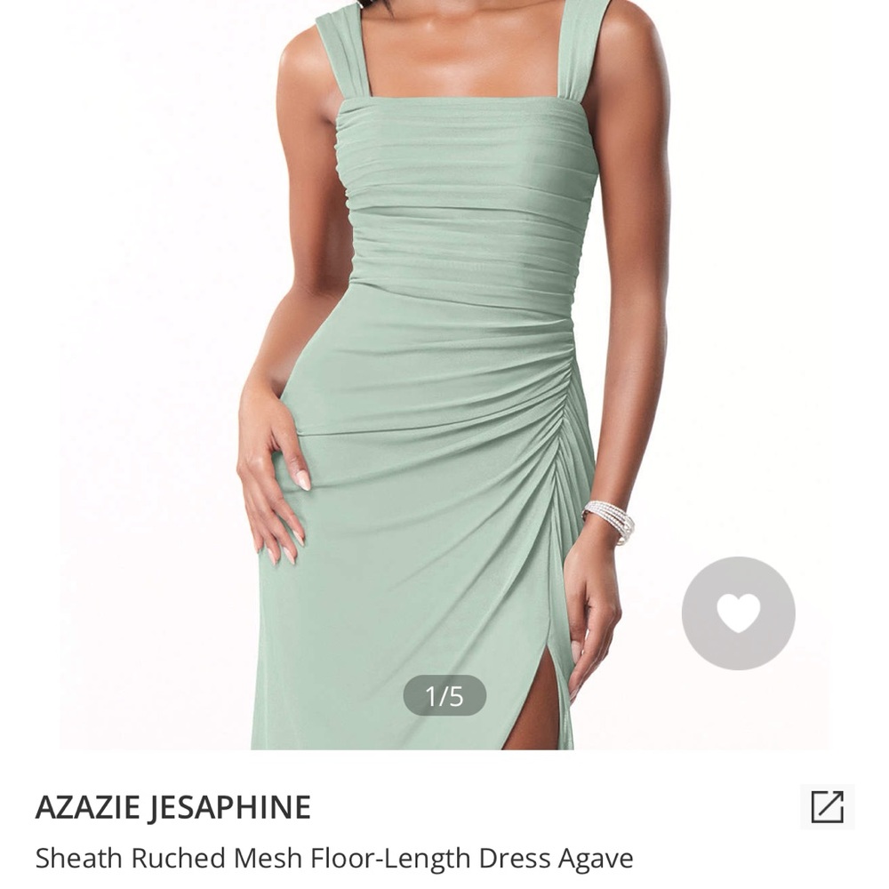 Azazie Green Ruched Sleeveless Maxi Dress